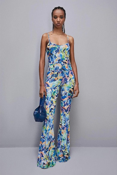 Patrizia Pepe Гащеризон с асиметрично деколте и флорален принт