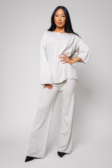 uFIT Комплект Lorelle микс вълна и кашмир пуловер и дълъг панталон Grey I 18366