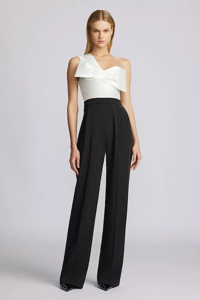 Zac Posen Дълъг гащеризон с голо рамо и детайл тип панделка