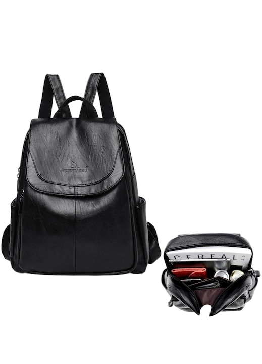 Дамска кожена раница черна - eMAG.bg