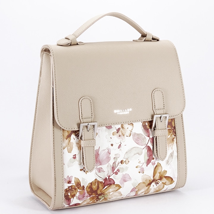 Бежова раница с флорален принт B-DHJ731-3 M11 Бежов - eMAG.bg