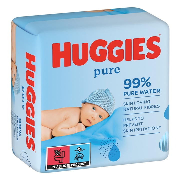 Комплект 3х Мокри кърпички Huggies Pure 56 броя - eMAG.bg