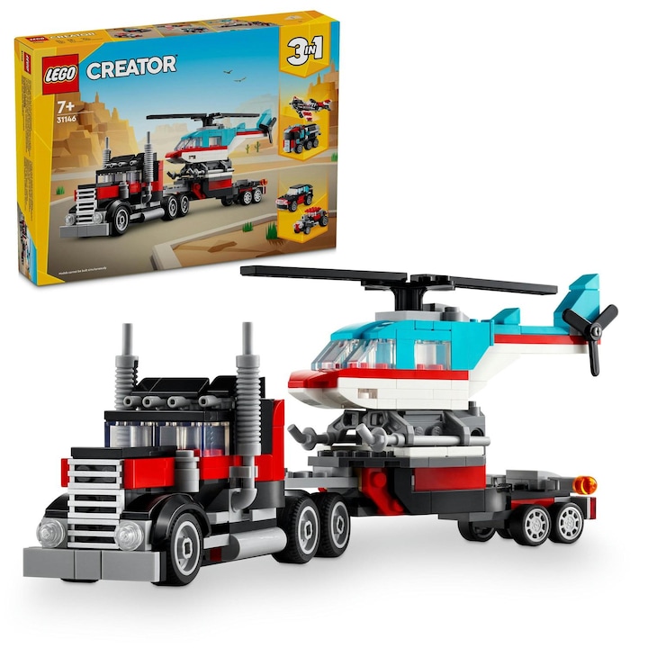 LEGO® Creator 3 в 1 - Камион с платформа и хеликоптер 31146