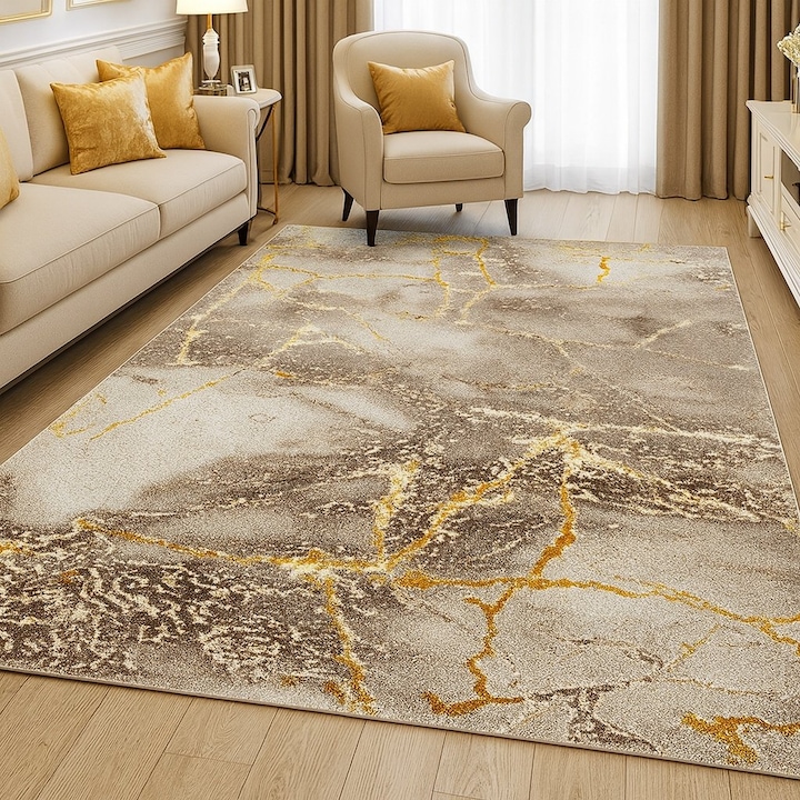 Килим LIVARIO 80 x 150 см Marmara Gresie Бежово Злато
