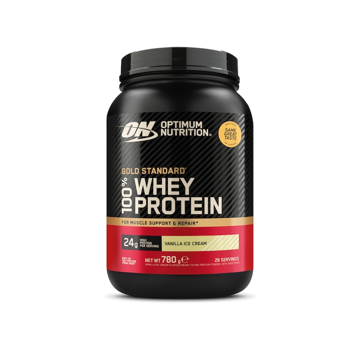 Топ 7 Най-Добрите Премиум Суроватъчни Протеини За 2026 Хранителна добавка Optimum Nutrition 100% Whey Gold Standard Vanilla Ice Cream
