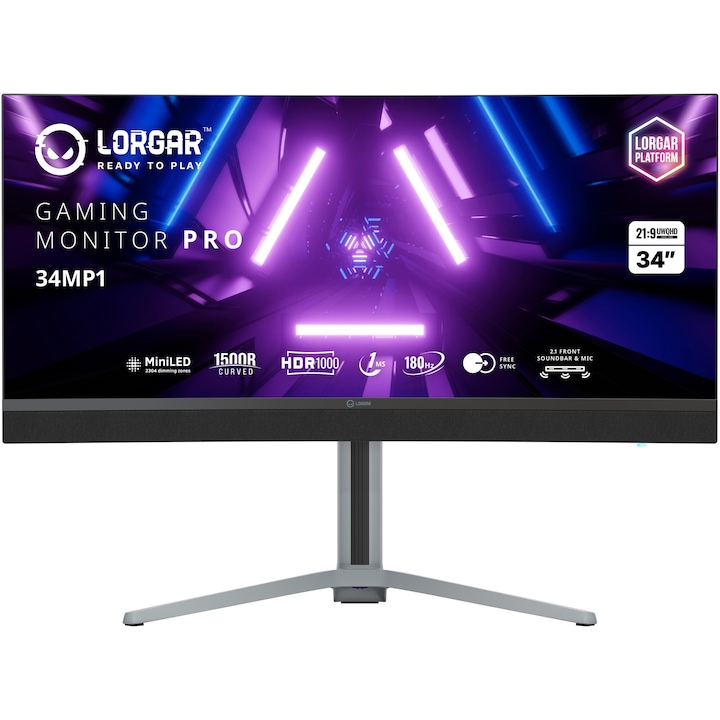 Mini-LED Монитори - Кои Са Най-Добрите На Пазара? Монитор Gaming MiniLED VA Lorgar Pro 34MP1 34