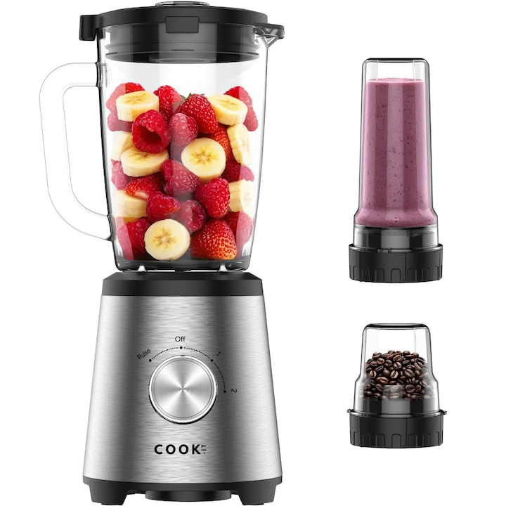 Готвещи Блендери За Растително Мляко И Супи - Кои Си Заслужават? COOK-IT Blender 3-в-1 – 1500W – Дизайн от неръждаема стомана – Стъклена кана за блендер 1