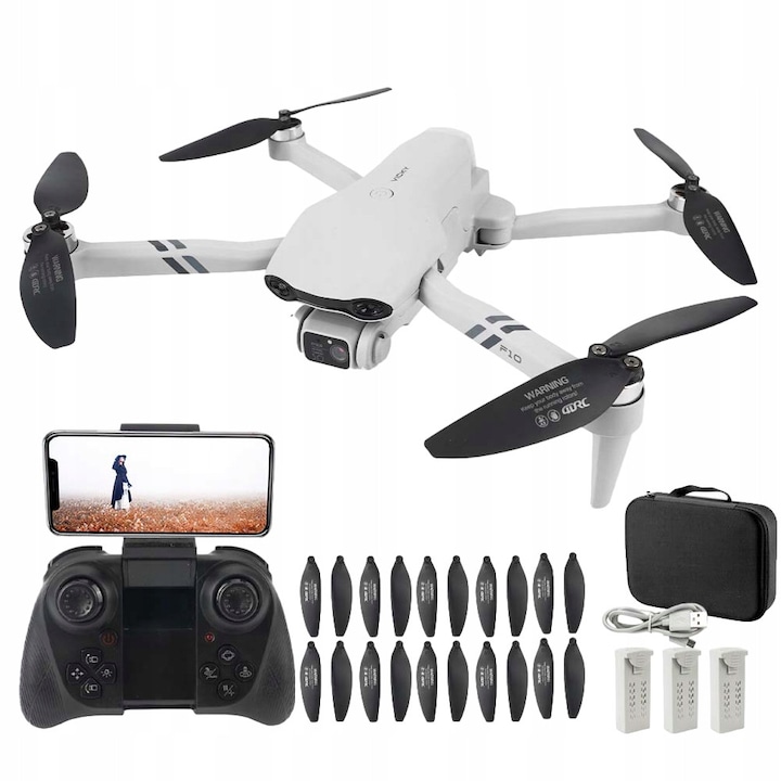 Дрон Bedee F10 сгъваем с HD WiFi камера и 3 батерии 34x34x8см - eMAG.bg