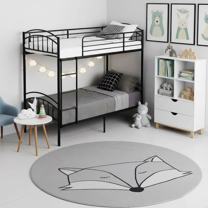 Двуетажно легло 215x99 см Метално Черно Kids MB06 Marketmob - eMAG.bg