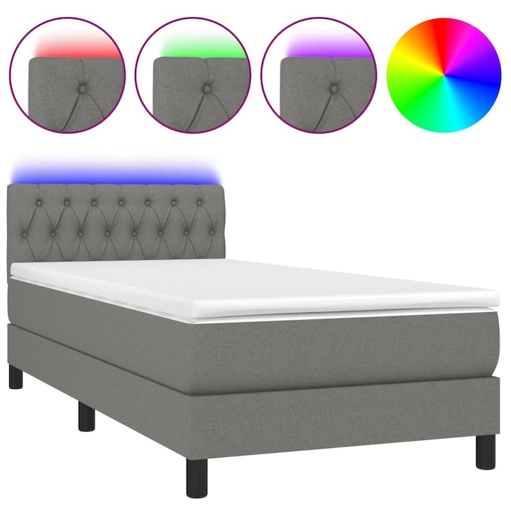 Боксспринг легло с матрак и LED vidaXL