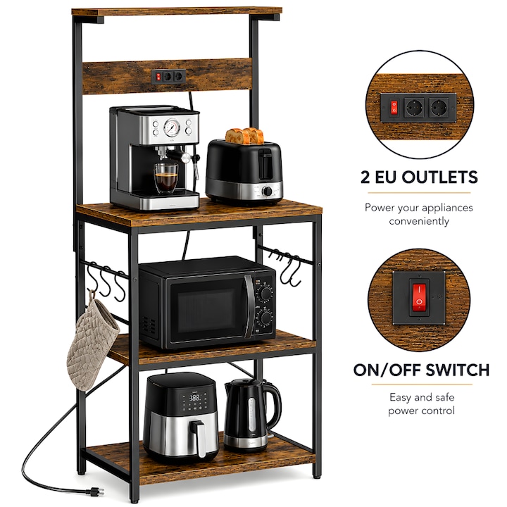 Шкафове За Микровълнова Фурна - Топ Практични Модели Рафт за кухня KD Home® Barista Loft